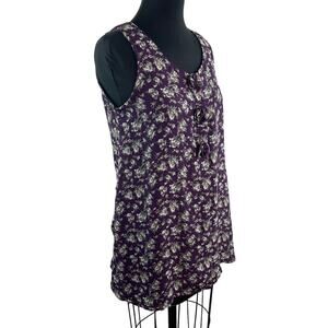 y2K 90s RAMPAGE Purple Tank Dress Floral Scoop Summer Party/Cocktail Small S